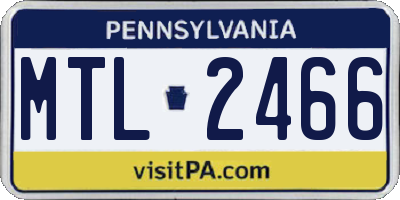 PA license plate MTL2466