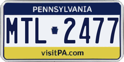 PA license plate MTL2477