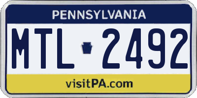 PA license plate MTL2492