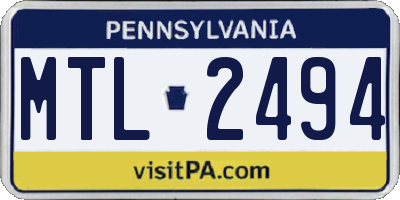 PA license plate MTL2494