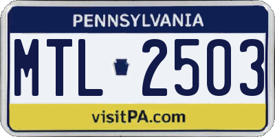 PA license plate MTL2503