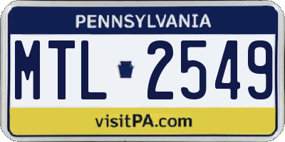 PA license plate MTL2549