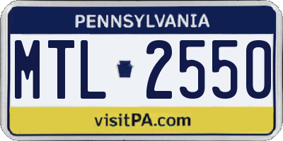 PA license plate MTL2550
