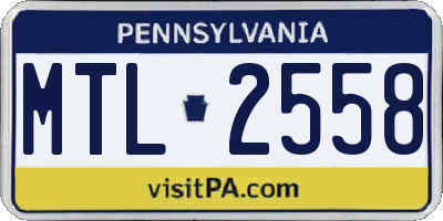 PA license plate MTL2558
