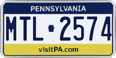 PA license plate MTL2574