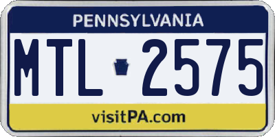 PA license plate MTL2575