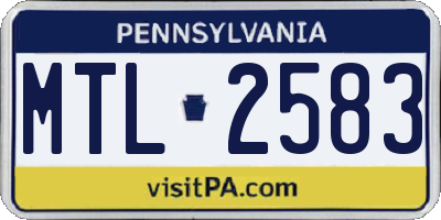 PA license plate MTL2583