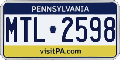 PA license plate MTL2598