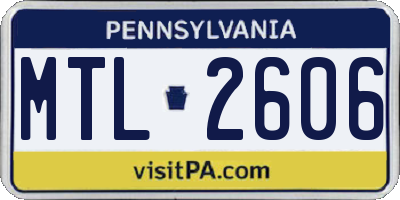 PA license plate MTL2606