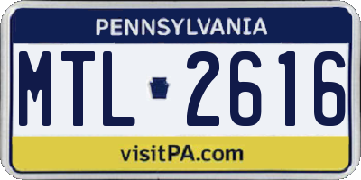 PA license plate MTL2616