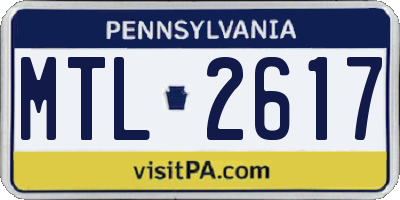 PA license plate MTL2617