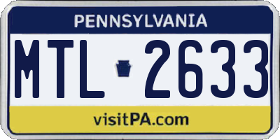 PA license plate MTL2633