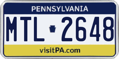 PA license plate MTL2648