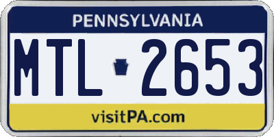 PA license plate MTL2653