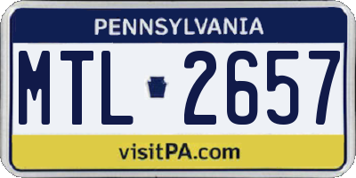 PA license plate MTL2657