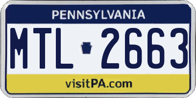 PA license plate MTL2663