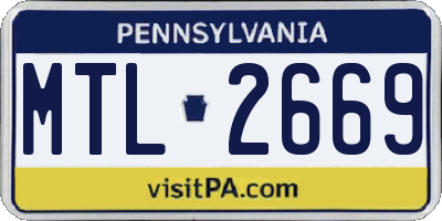 PA license plate MTL2669