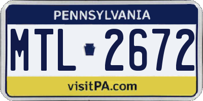 PA license plate MTL2672