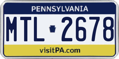 PA license plate MTL2678