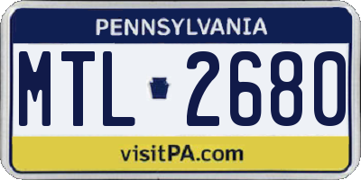 PA license plate MTL2680