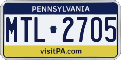 PA license plate MTL2705