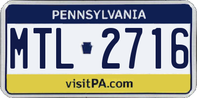 PA license plate MTL2716