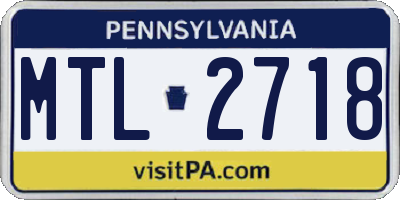 PA license plate MTL2718