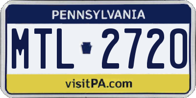 PA license plate MTL2720