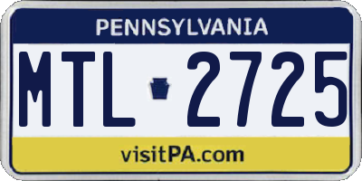 PA license plate MTL2725