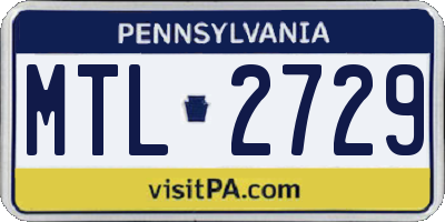 PA license plate MTL2729
