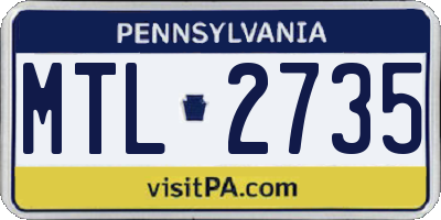 PA license plate MTL2735