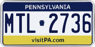 PA license plate MTL2736