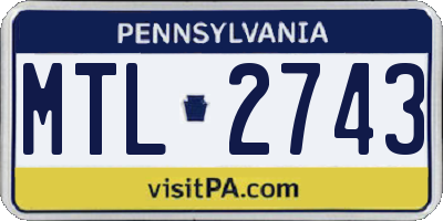 PA license plate MTL2743