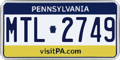 PA license plate MTL2749