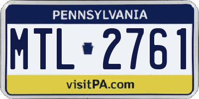 PA license plate MTL2761