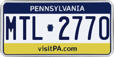 PA license plate MTL2770
