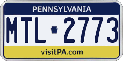 PA license plate MTL2773