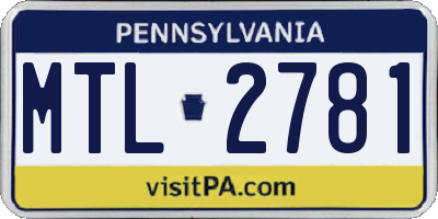PA license plate MTL2781