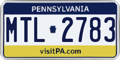 PA license plate MTL2783