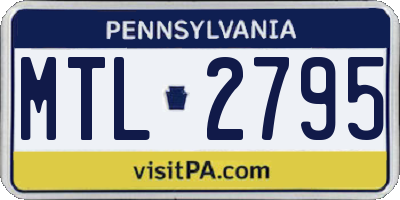 PA license plate MTL2795