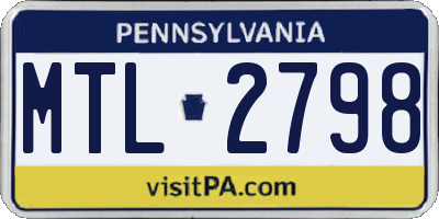 PA license plate MTL2798