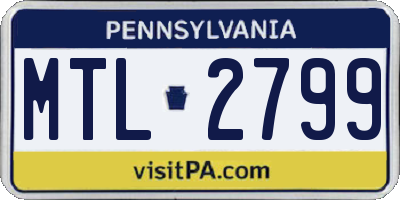 PA license plate MTL2799