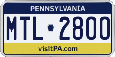 PA license plate MTL2800