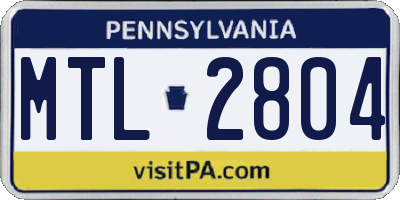 PA license plate MTL2804