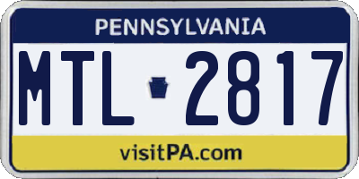 PA license plate MTL2817