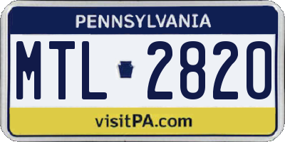 PA license plate MTL2820