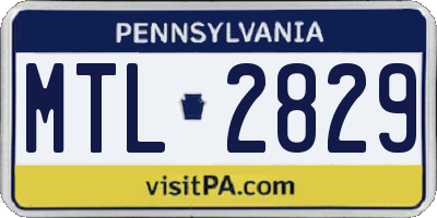 PA license plate MTL2829