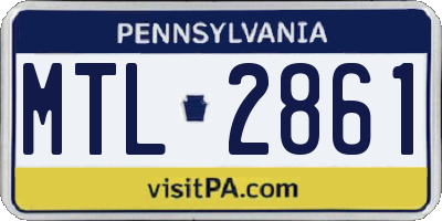 PA license plate MTL2861
