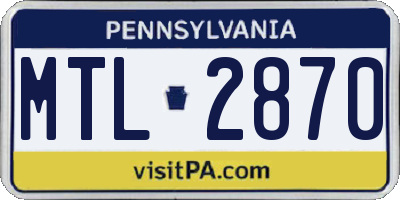 PA license plate MTL2870