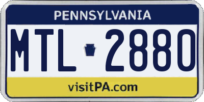 PA license plate MTL2880